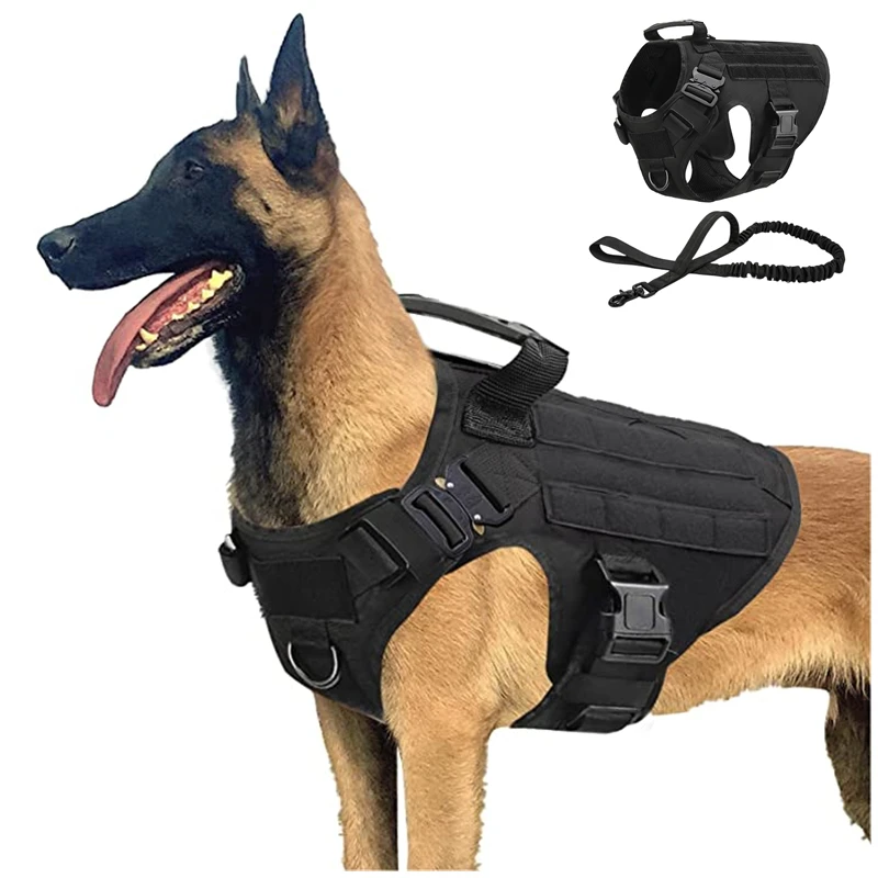 Pet K9 Tactical Military Vest German Shepherd Golden Retriever Tactical Training Dog Harness and Leash Set For All Breeds Dogs