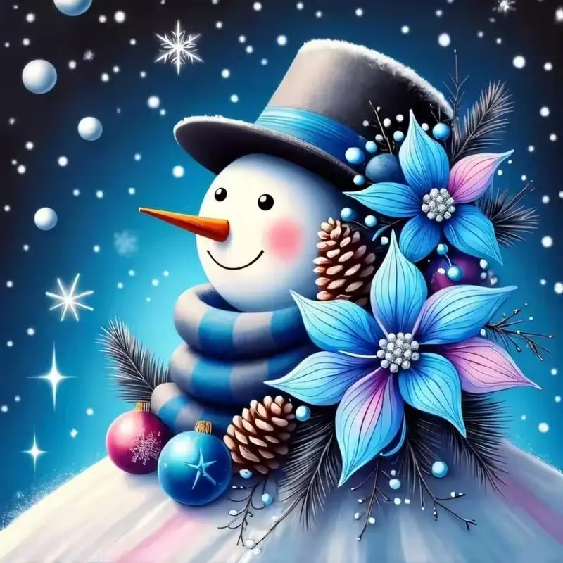 

GATYZTORY Diamond Mosaic Snowman Full Square Diamond Painting Picture Rhinestones Embroidery Winter Home Decor