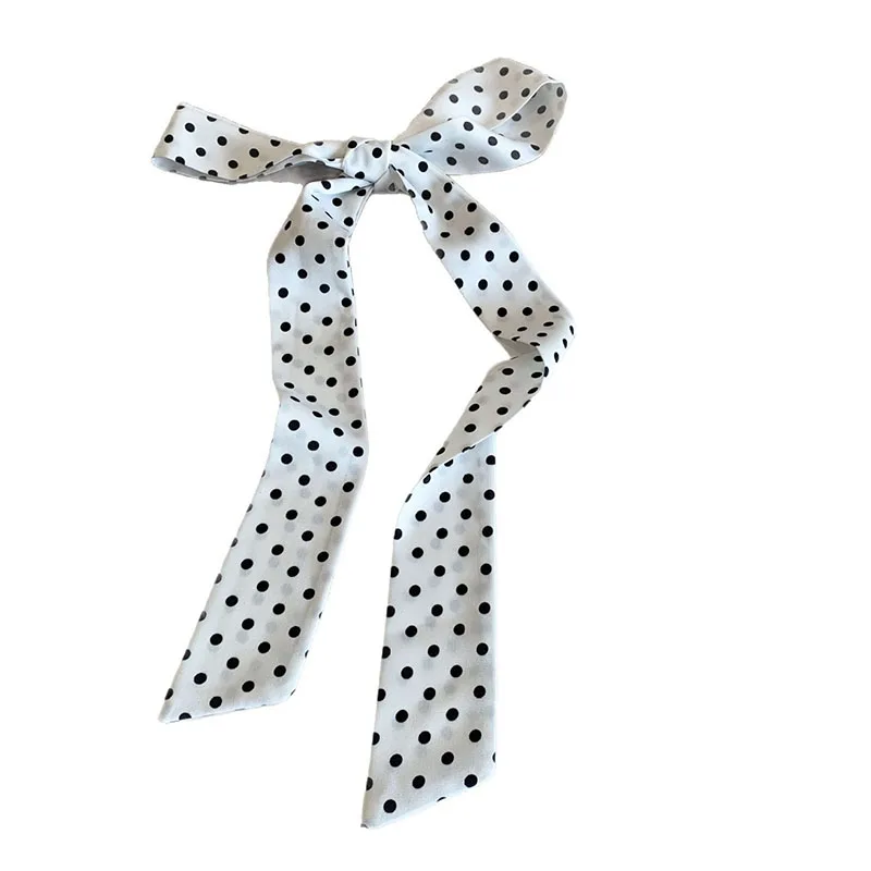 Retro polka dot long silk scarf ribbon fashion ins style versatile decoration neckerchief hair band sash waistband