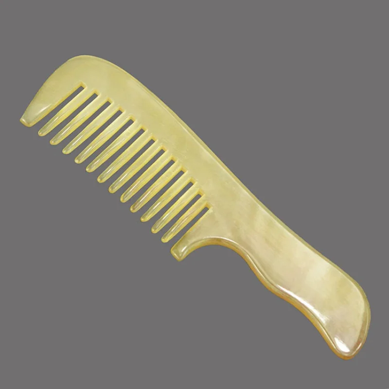 

Factory Wholesale Us Sheep Horn Comb Natural Colored Sheep Horn Comb Curly Hair Large Tooth Comb Glossy Handle Sheep Horn Comb