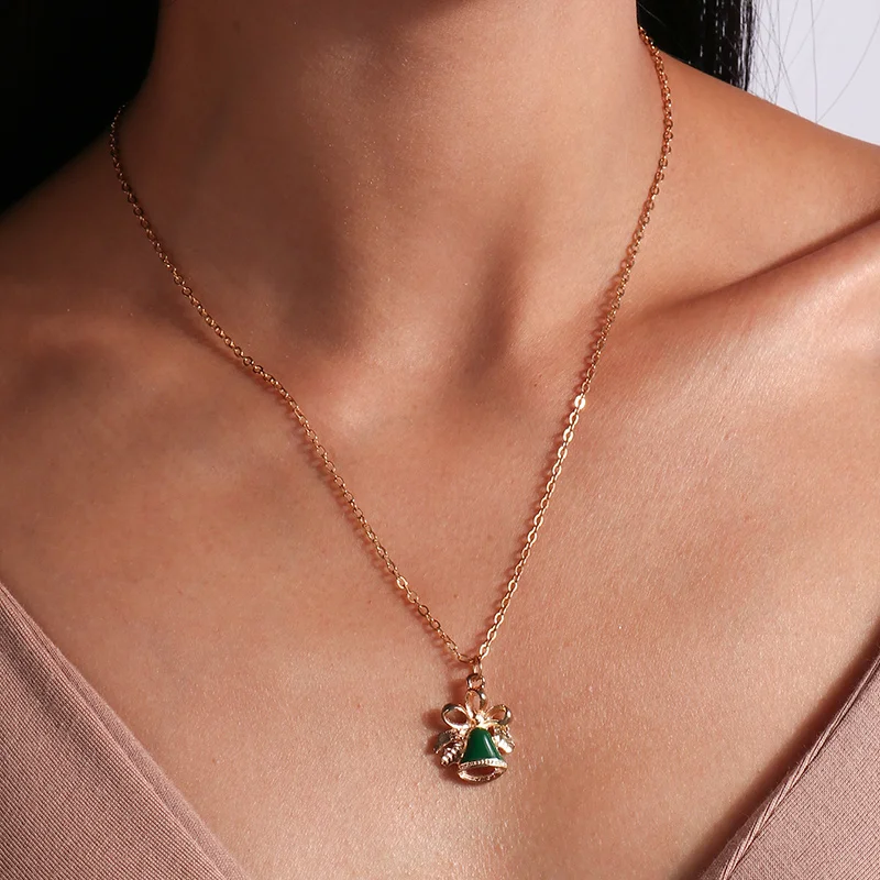 Mode Weihnachten Halsketten Emaille Santa Claus Baum Glocken Anhänger Halskette für Frauen Mädchen Weihnachten Party Urlaub Schmuck Geschenke – Detail 16