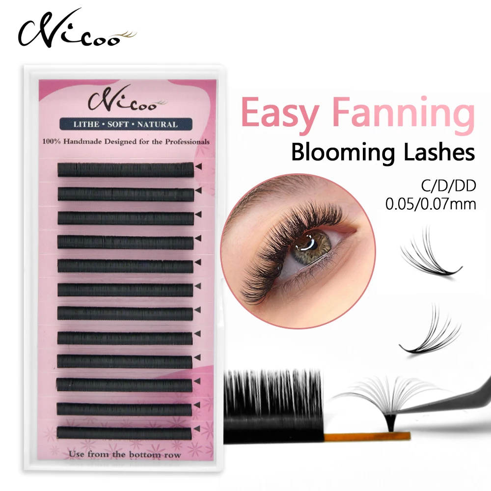 

NICOO Easy Fan Lashes Eyelash Extension Wispy Natural Faux Mink Volume Fan Individual Blooming Lash Extension Soft Eyelashes