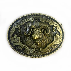 WesBuck Brand Gold Goat Metal Vintage Belt Buckle Handmade Homemade Accessories Waistband DIY Western Cowboy Rock Style