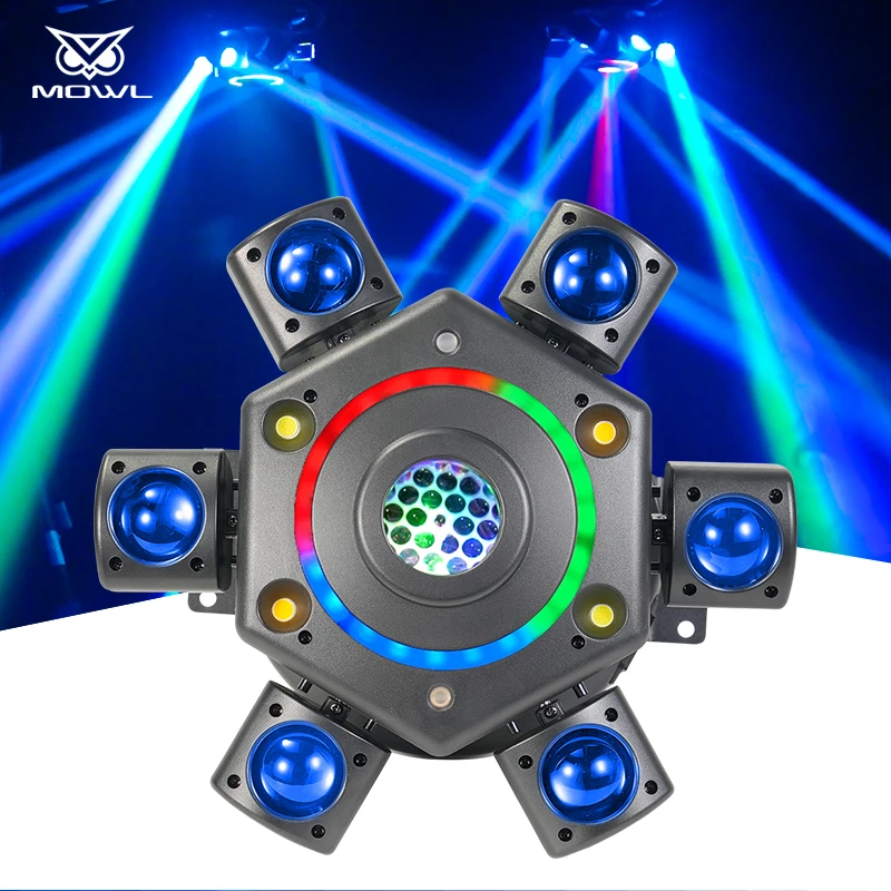 100W Six Arm Moving Head  Light RGBW LED Laser Strobe DMX Rotating Magic Ball Multifunctional Stage Light for DJ Concert KTV