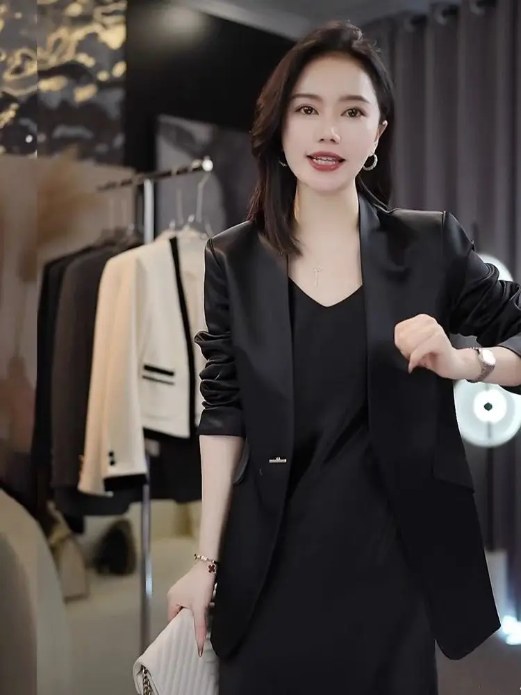 

Faionable Ele Profional Женский Suiting Jaet Весна Осень Высококачественный универсальный топ из ацетата для поездок на работу Sle Long Sve