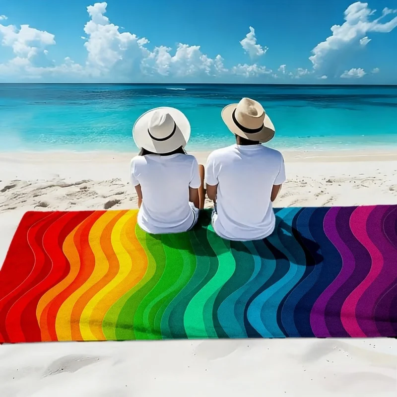 Rainbow Love Beach Towel Highly Absorbent Durable Easy To Carry Lightweight and Quick Drying Diving Pool Parties Birthday Gifts