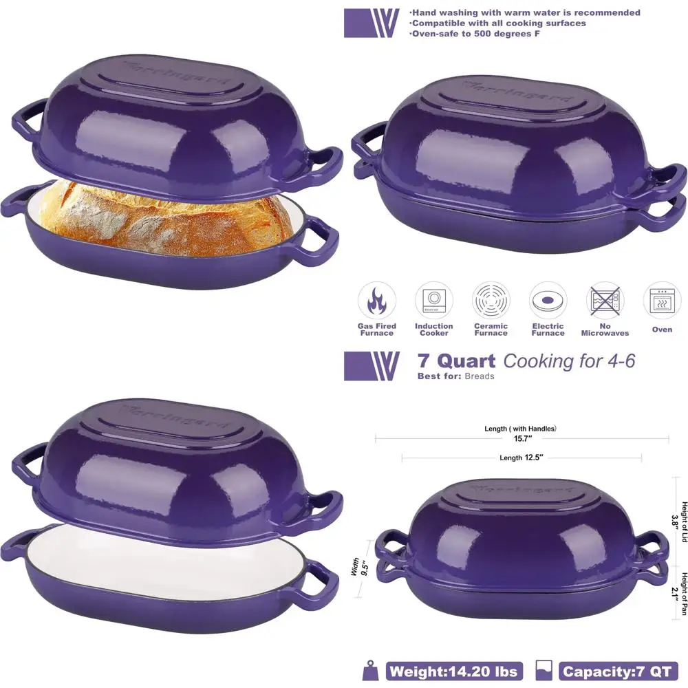 

Cast Iron Sourdough Bread Oven Dutch Oven Pan for Homemade Bread Baking with Lid, Perfect for Meatloaf and Baking