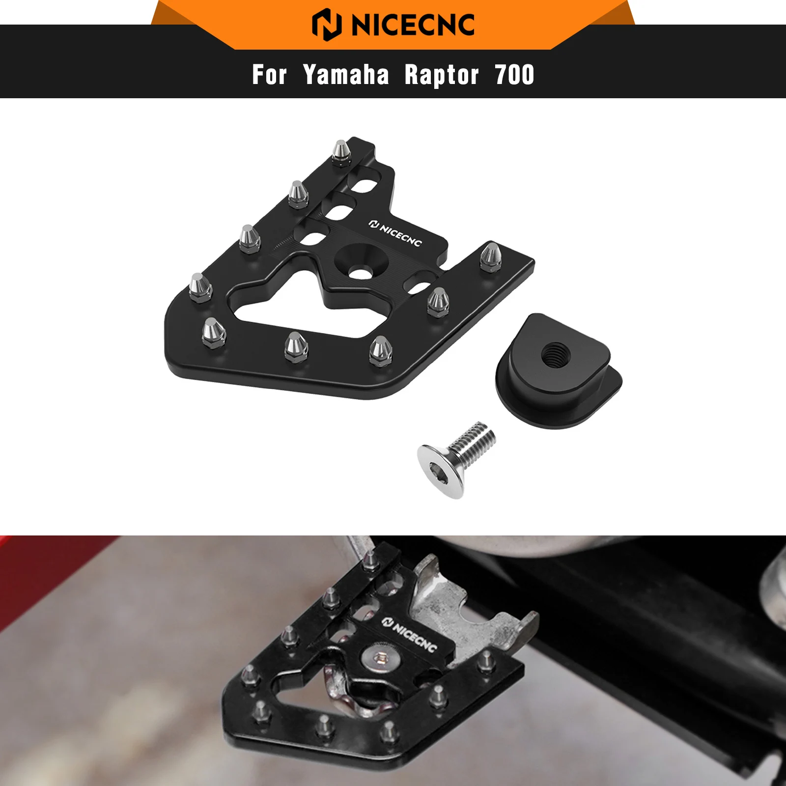 

NICECNC For YAMAHA ATV Brake Pedal Lever Tip Plate RAPTOR 700 2013-2023 700R 2016-2023 700R SPECIAL EDITION 2013-2016 2018-2023
