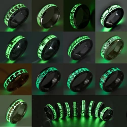 2025 Stainless Steel Glowing In Dark Heart Finger Rings for Men Women Punk Music Dragon Luminous Ring Couple Jewelry Anel