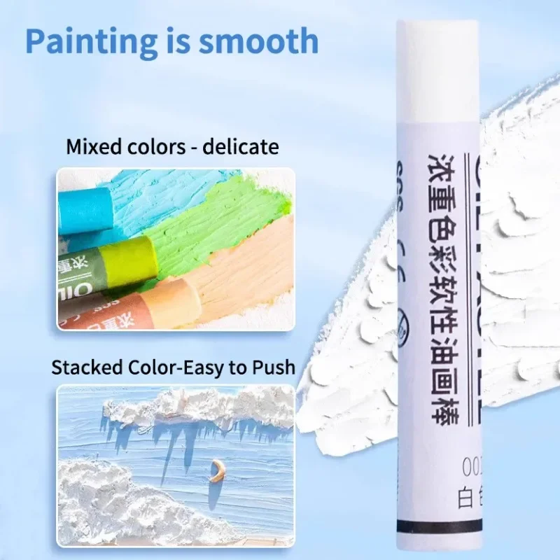 6/12 Pcs Artist Professional Painting Oil Pastel Stick Set White Color Soft Paint Graffiti Crayon Drawing Art Students Supplies