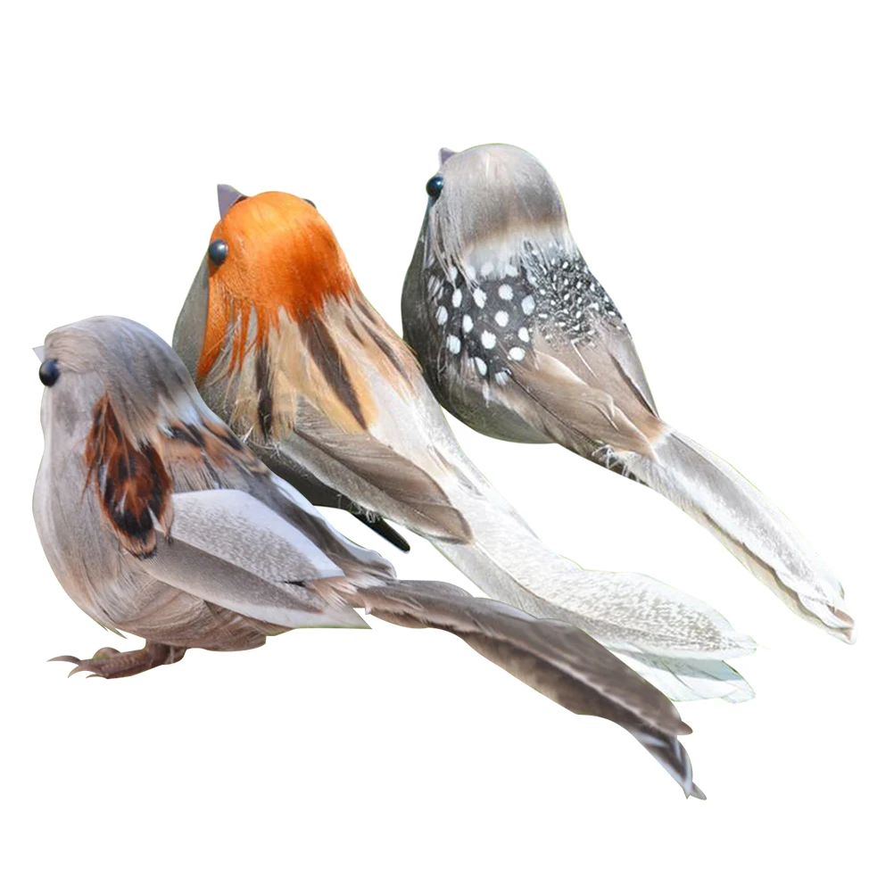 

Artificial Sparrow Fake Craft Birds Decorative Feathered for Beautiful Miniature Realistic Clip Faux outside