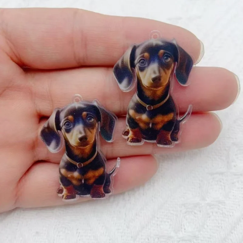 10 pieces of resin cartoon small dog animal pendant bracelet necklace earrings DIY jewelry making accessories view 4