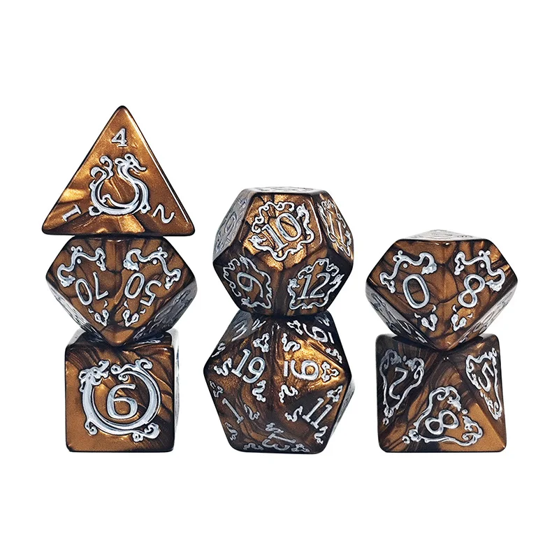 DND Dobbelstenen 7 stks/set Draak Patroon Polyhedrale Dices Rollenspel D & D TRPG Bordspel Dobbelstenen Als Geschenk Entertainment accessoires