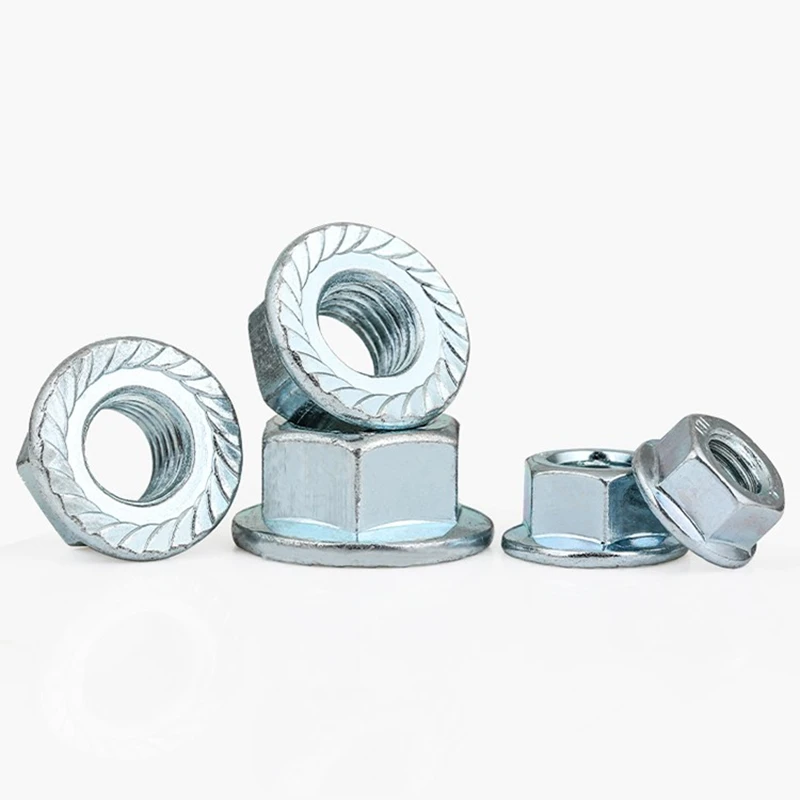 Left hand thread Hex Flange nut M4 M5 M6 M8 M10 M12 Carbon steel zinc plated Lock nut DIN6923