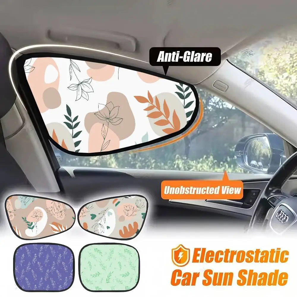 

Plant Leaf (Green) Print Fashion Car Side Window Sunshade - Universal Folding, Windshield Visor Accessory