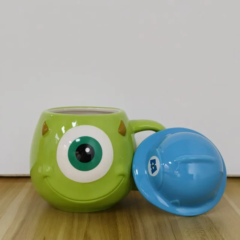 

Movie peripherals Creative Big Eyes Monster Ceramic Mug with Lid Three Eyed Boy Alien Cartoon Emoji Brithday Gift