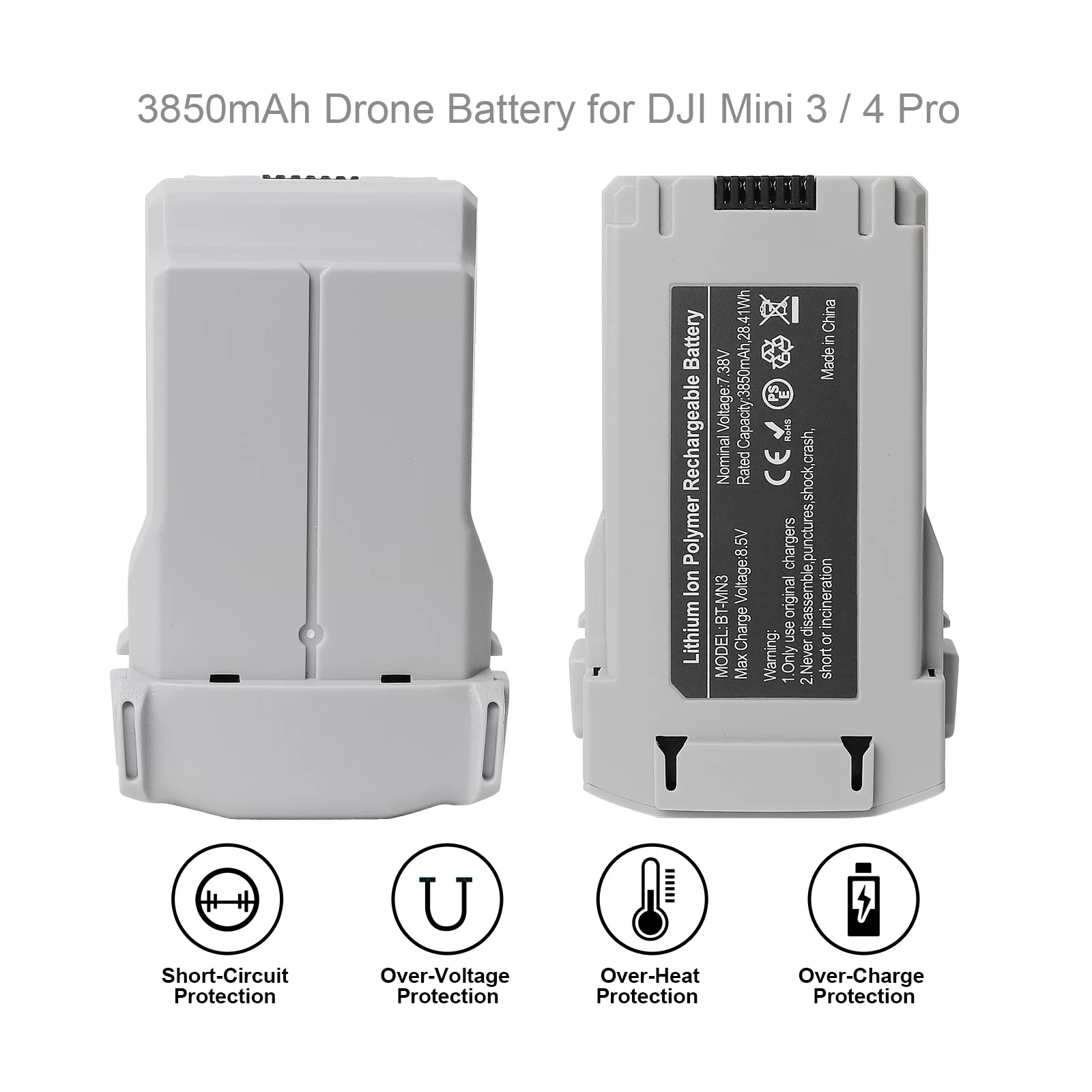 Drone Battery Plus สําหรับ DJI Mini 4 Pro / Mini 3 Pro 3850mAh-7.38V Drone เข้าถึงเที่ยวบินอัจฉริยะ Lipo 2S เปลี่ยนแบตเตอรี่