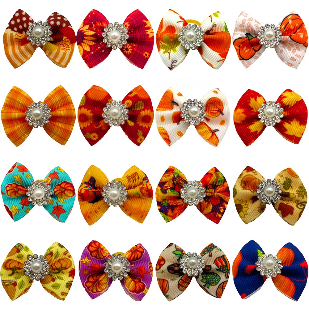 Wholesale Pet Cat Puppy Hair Bows Yorkshire Fall Style Dog Hair Bows Thanksgiving Day Small Dog Hair Accessories Pet Products