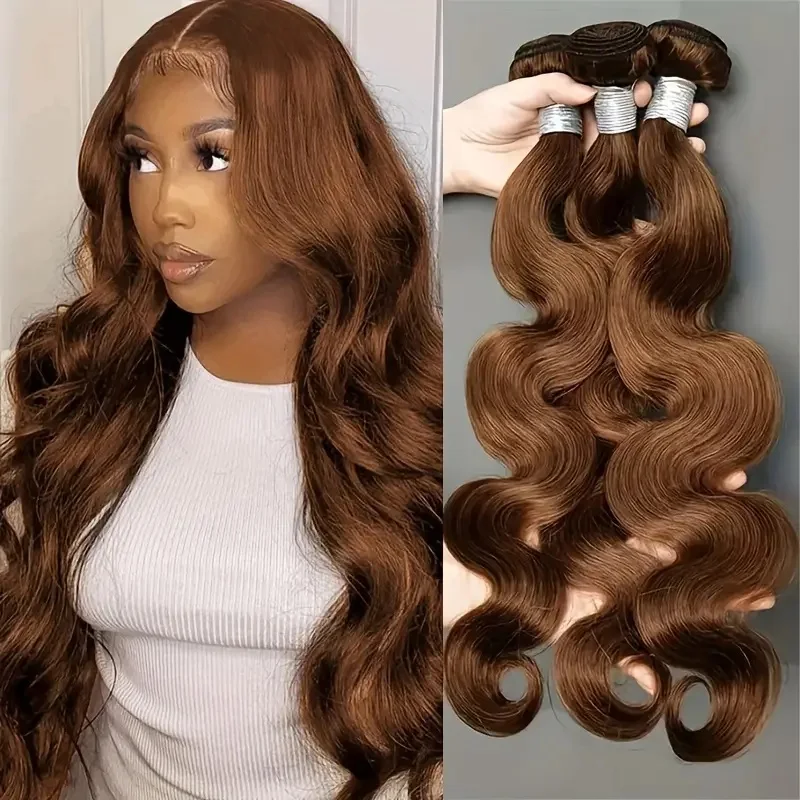 Chocolate Brown Body Wave Human Hair Bundles 10