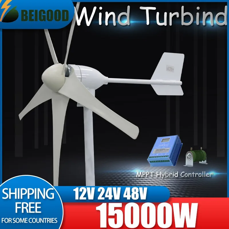 High Power Residential Wind Turbine 15kw Camping Windmill Home Appliance 12V 24V 48V 15000W Free Energy Magnetic Generators