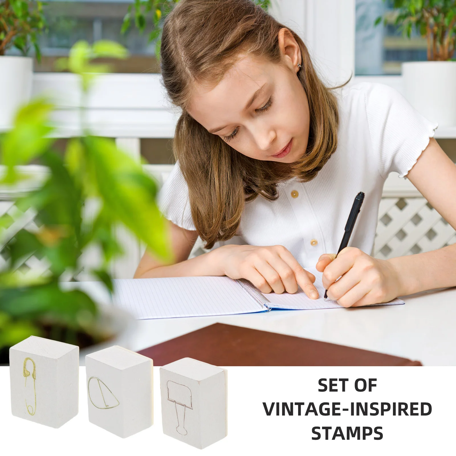 3 قطعة اليد للمجلات المواد الخشبية مجموعة صغيرة الحرفية ختم أطقم سكرابوكينغ طقم خشبي الجمالية #2