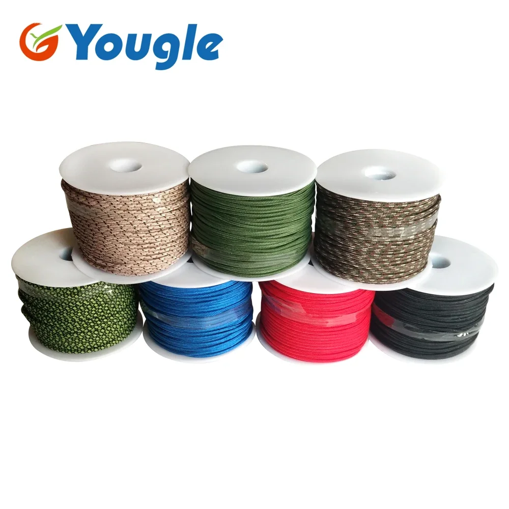 YOUGLE 2mm  3 Strand  High quality Paracord Parachute Cord Outdoor Camping  tent Rope Fishing line Wholesale 164FT 50meters