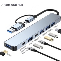 7 Ports USB Hub Concentrator 3.0 2.0 Type C Multi Adapter Multi-hub Splitter Laptop PC Computer Cell Phone Docking Station