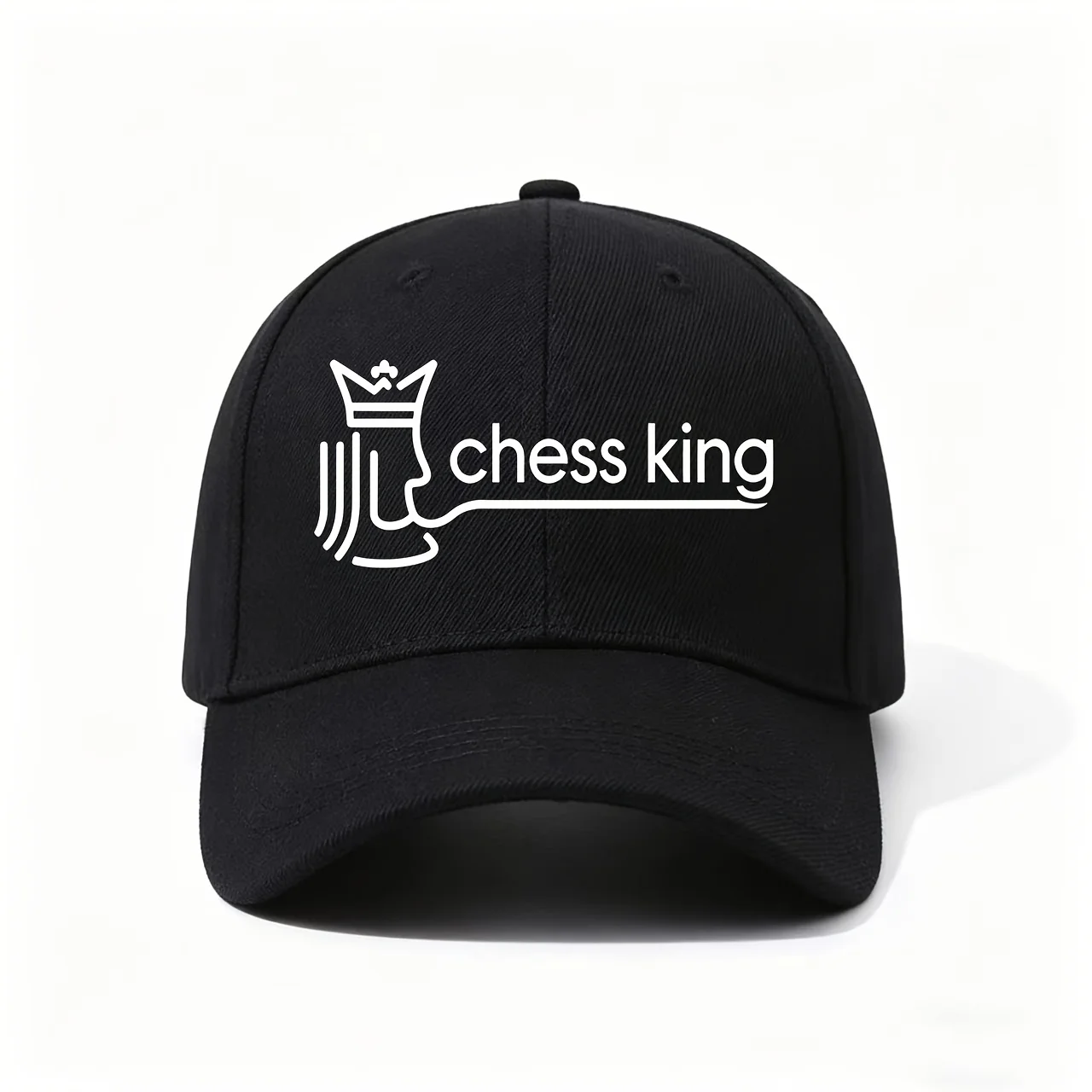 Baseball Cap, Crafted from Durable Lightweight Material with Curved Brim, Showcases a Minimalist Chess King Print with King Piec