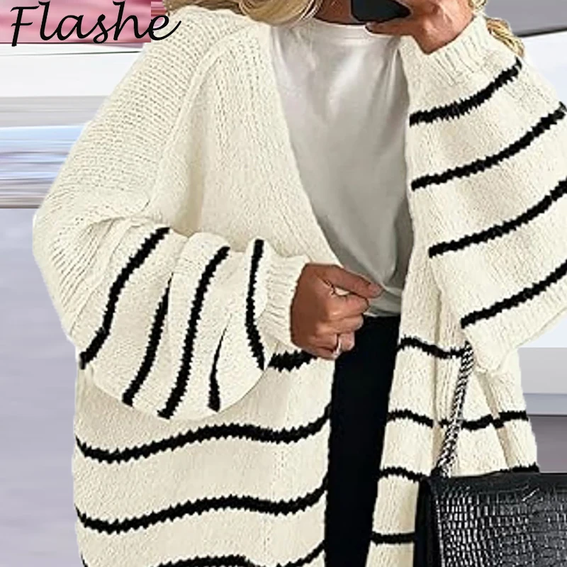 

Women's Autumn Winter Knitted Cardigan Sweater Women Jacket Casual Stylish Solid Color Long Sleeve Jackets For Women Outercoat