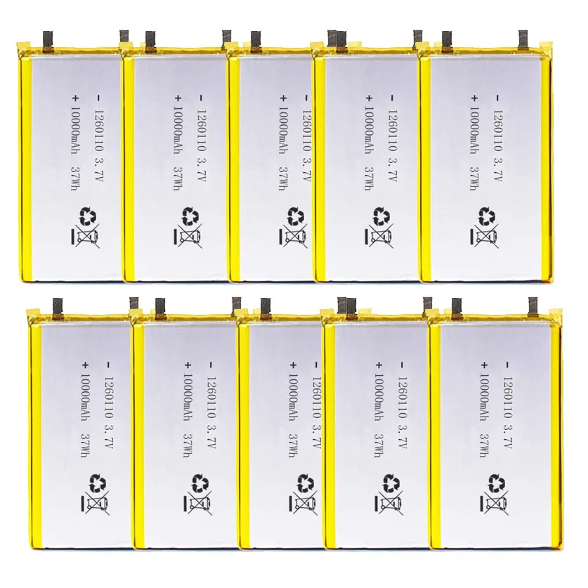 1-10pcs Wholesale 10000mAh 3.7V 1260110 Polymer Lithium Ion (Li-ion) Rechargeable Battery for Power Bank GPS Tablet E-book
