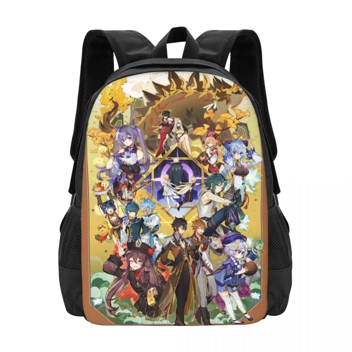 Tas Ransel Laptop Travel Anime Genshin Impact Tas Buku Tas Komputer Sekolah Perguruan Tinggi Daypack Kasual untuk Wanita & Pria