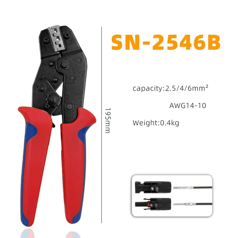 MC 4 PV Cable Connector Core Crimping Plier Solar Photovoltaic Crimper SN-2546B Hand Tools Kit Crimping Tool Electric Terminal