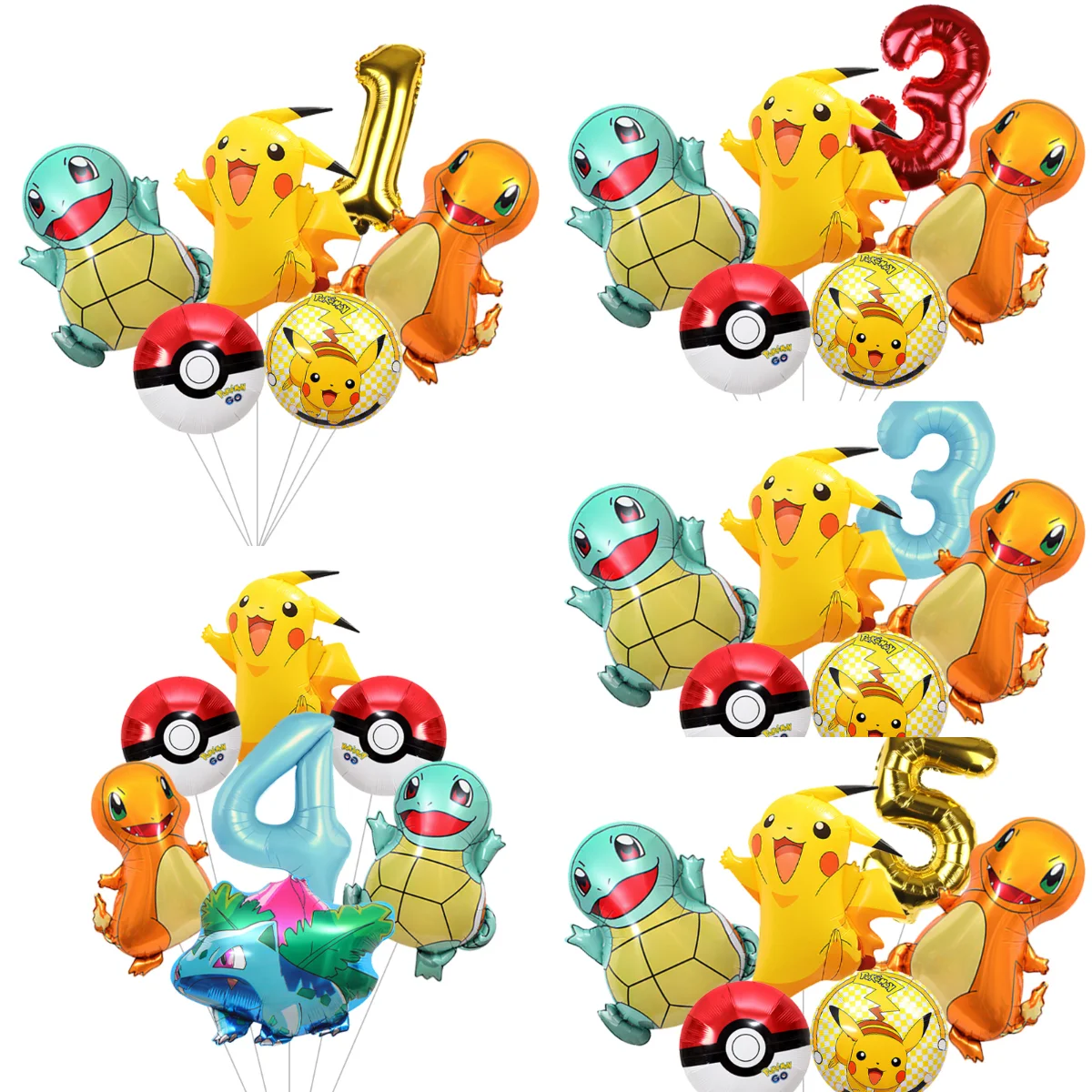 Kit de Globos con Temática de Pokémon, Pikachu, Decoración para Fiestas de Cumpleaños Infantiles, Baby Shower, Juguetes, Globos