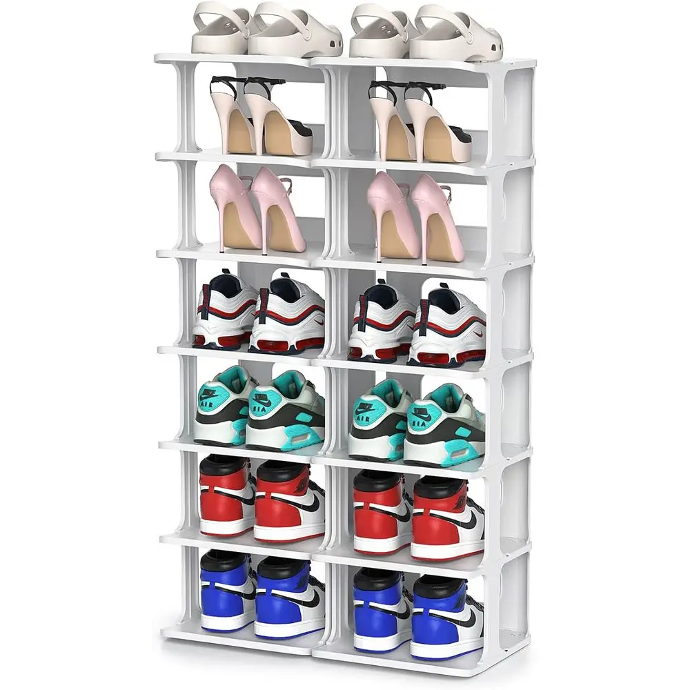 

ZOINLIY Stackable Shoe Organizer or Closet, Small Shoe Rack or Entryway, Bedroom, Dorm Rooms, ree Standing Shoe Shel, Plastic Sh