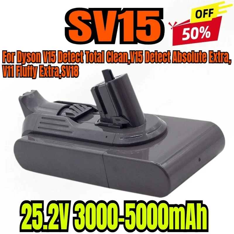 

25.2V 3000-5000mAh Vacuum Cleaner Battery for Dyson V15 Detect Total Clean,V15 Detect Absolute Extra,V11 Fluffy Extra, SV15 SV18