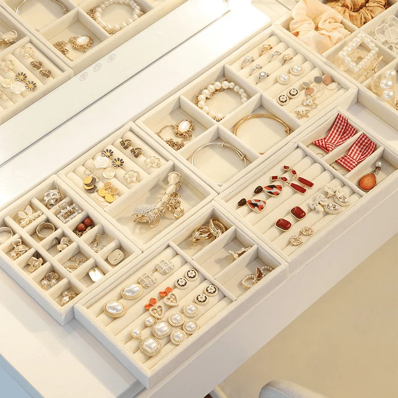 

Velvet Jewelry Organizer Tray Ring Bracelet Gift Box Jewelry Earring Holder Jewelry Display Case Fashion Drawer