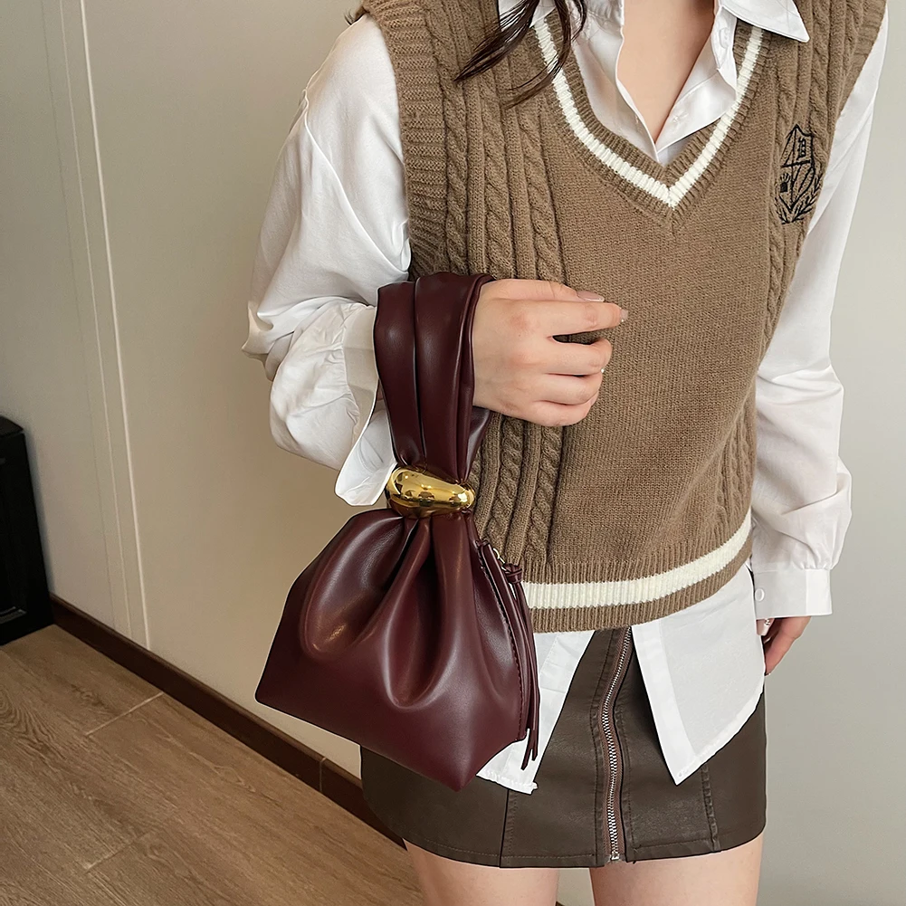 

Женская модная сумка-тоут из искусственной кожи, большая вместительная модная сумка для переноски, мини-сумка-ведро с застежкой-молнией, однотонная портативная сумка с напуском