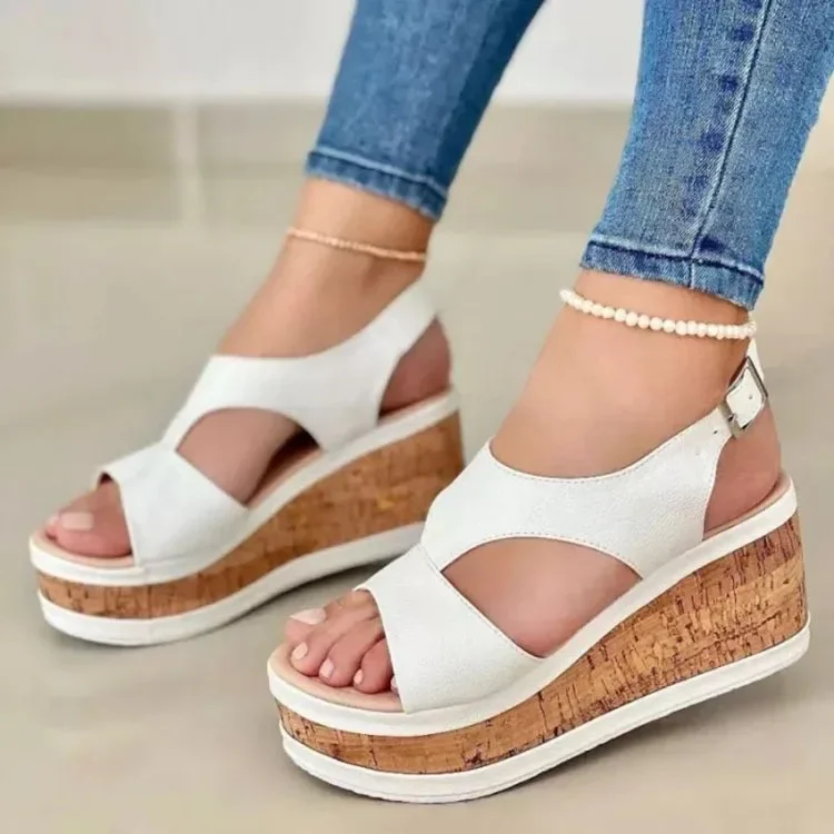 Sandals Women Open Toe Shoes  Summer Casual Peep Toe Sandal Thick Bottom Wedge Shoes Sexy Elegant High Heel Sandals Plus Size