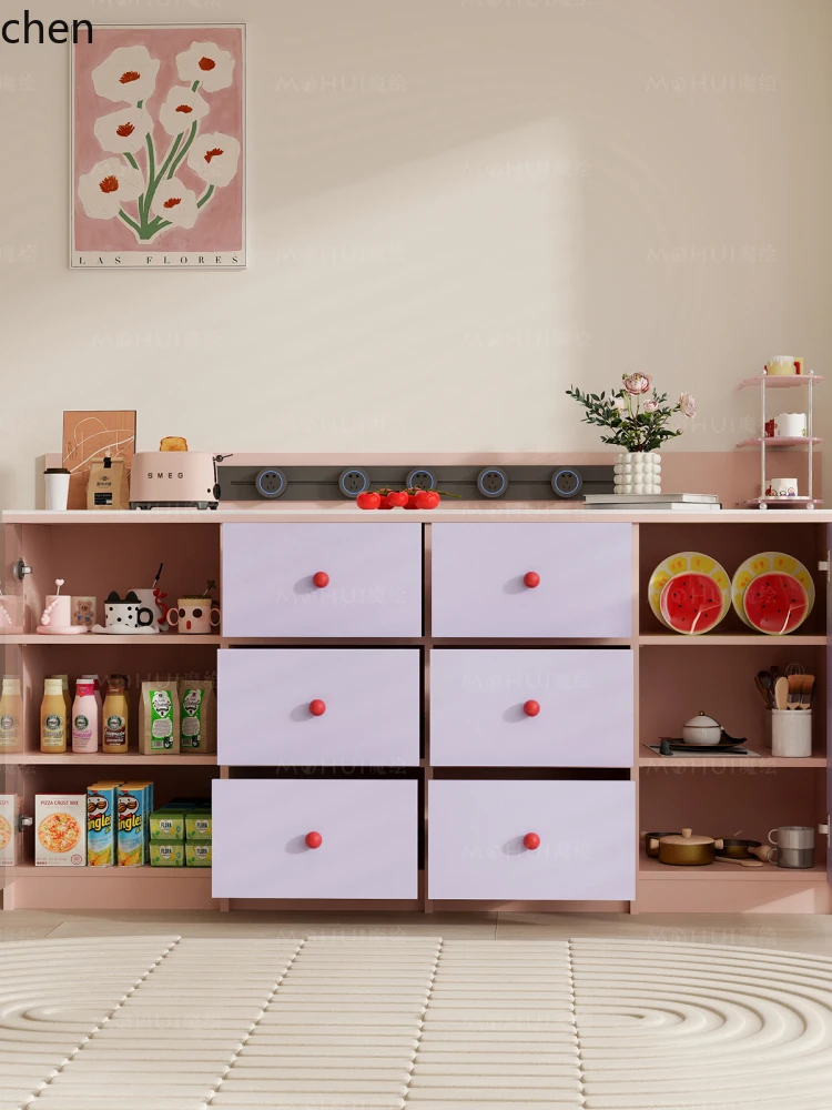 ZML multi-functional integrated dining side cabinet against the wall modern guide rail socket restaurant tea cabinet