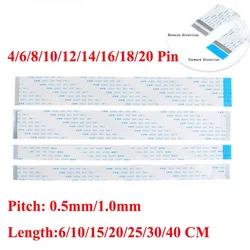 Ffc-フレキシブルフラットケーブル,4, 6, 8, 10, 12, 14, 16, 18, 20ピンピッチ,0.5mm, 1.0mm,awm 20624,80c 60v,6, 10, 15, 10個,20/25/30/40 cm