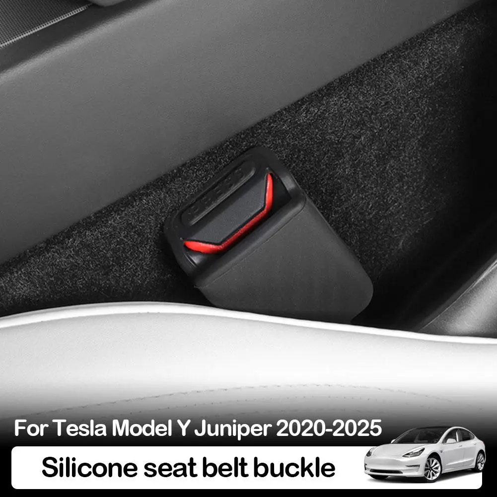 

For Tesla Y Juniper 2020-2025 Front Seat Belt Silicone Protector Full Cover for Model 3 Seat Seatbelt Buckle Base C K1P5