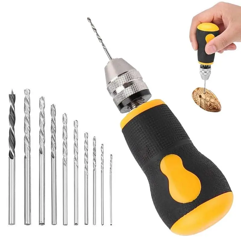 Blue Extended Semi-automatic 0.5-3mm Hand Twist Drill Amber Plastic Circuit Board Drilling Tool Twist Drill Set for home