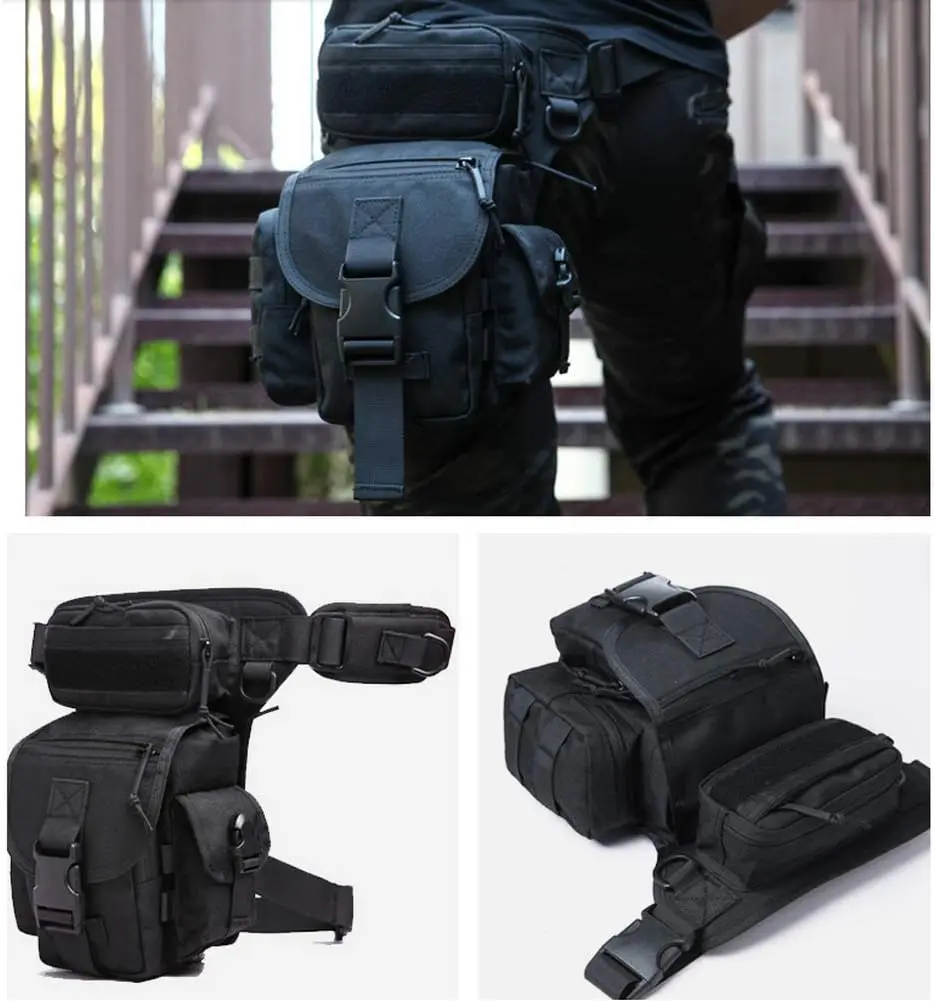 Hunting Leg Bag Waterproof Military Tactical Drop Leg Pouch Bag Type B Cross Over Leg Rig Outdoor Bike Cycling Hiking Thigh Bag