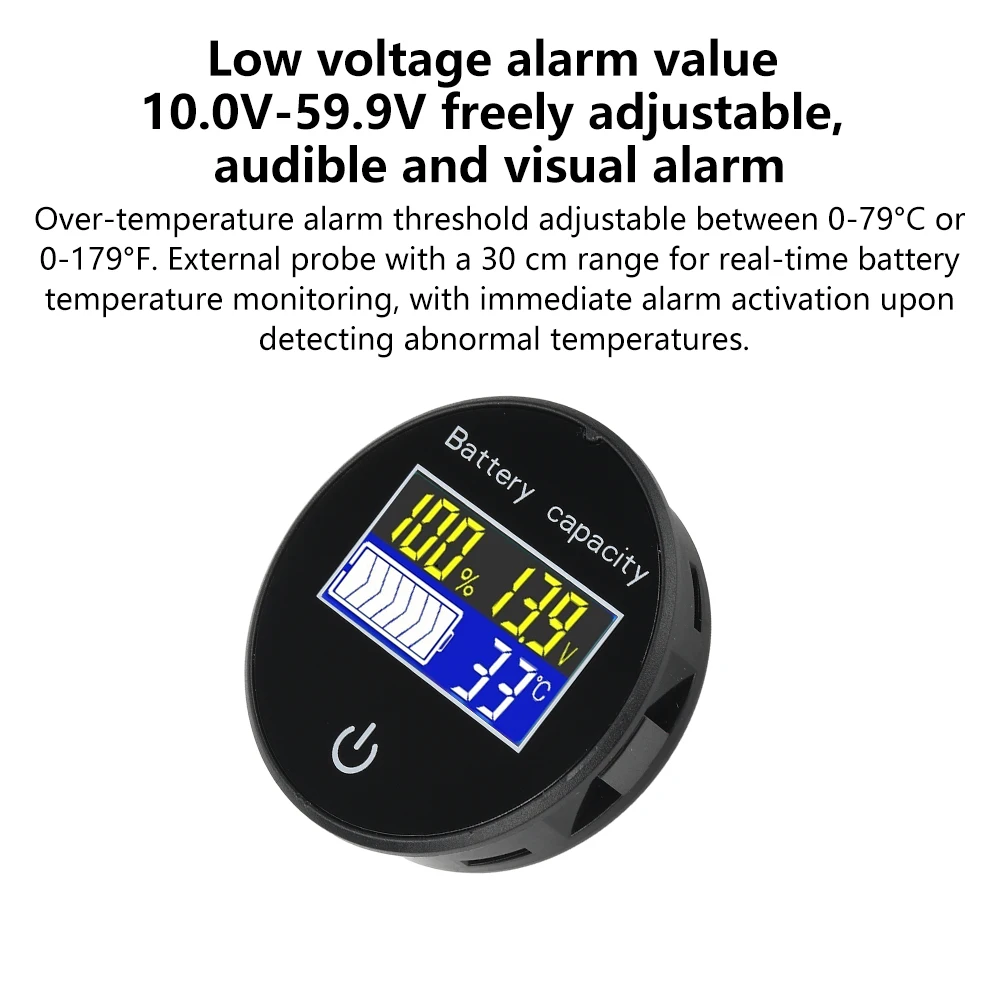 JS-T6 DC10-100V التعميم LCD الرقمية متعددة الوظائف اللمس التبديل العالمي بطارية الجهد عرض الطاقة عرض درجة الحرارة