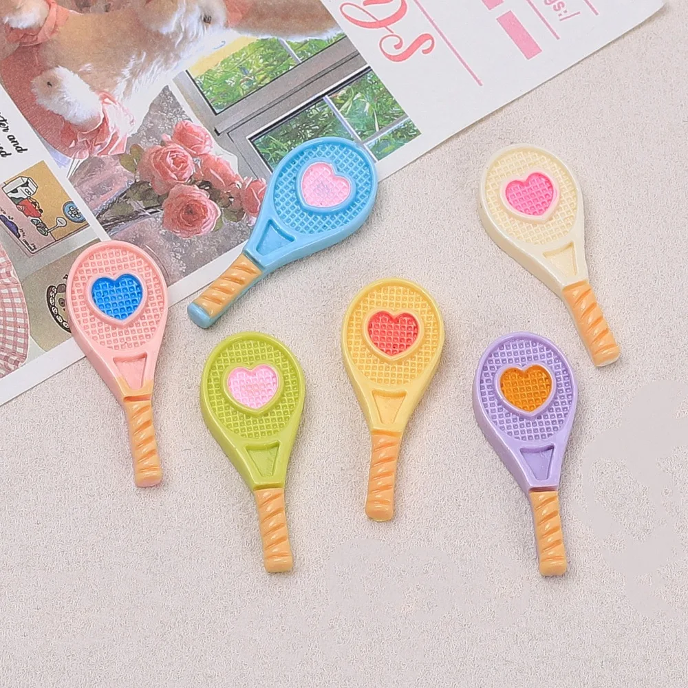 10pcs Creative Tennis Racket Resin Flatback Cabochon Figurine Scrapbooking DIY Phone Case Decoration Home Accessories Crafts