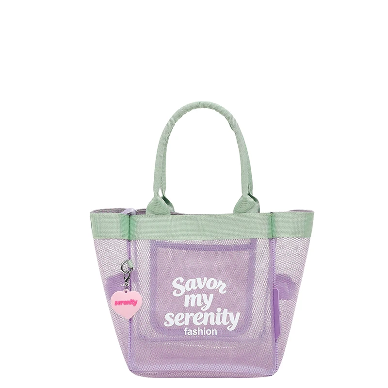 

Summer PVC Transparent Jelly Tote Bag for Seaside Vacation Hollow Out Mesh Handbag Large-capacity Casual Waterproof Beach Bag