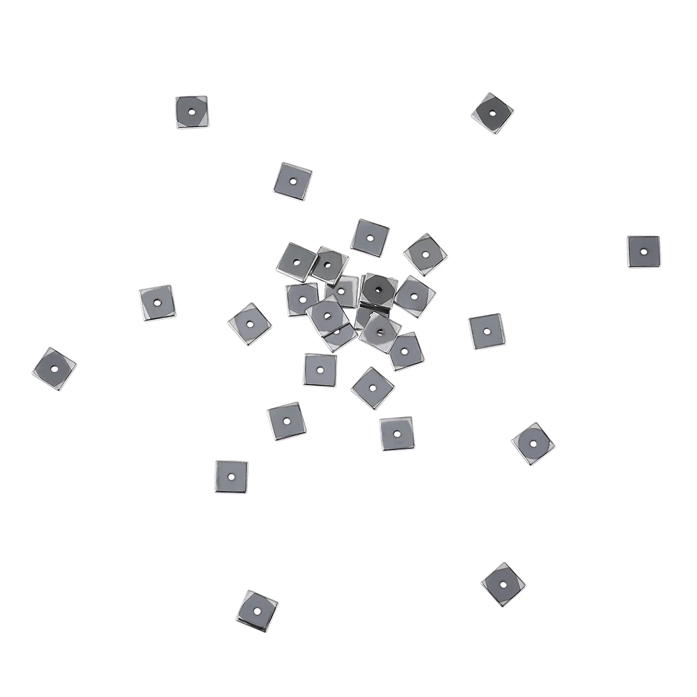 Pandahall 50pcs/Lot 6x6x1mm Square Drilled Electroplate Non-magnetic Synthetic Hematite Beads Thin Spacer Loose Bead Hole: 1mm