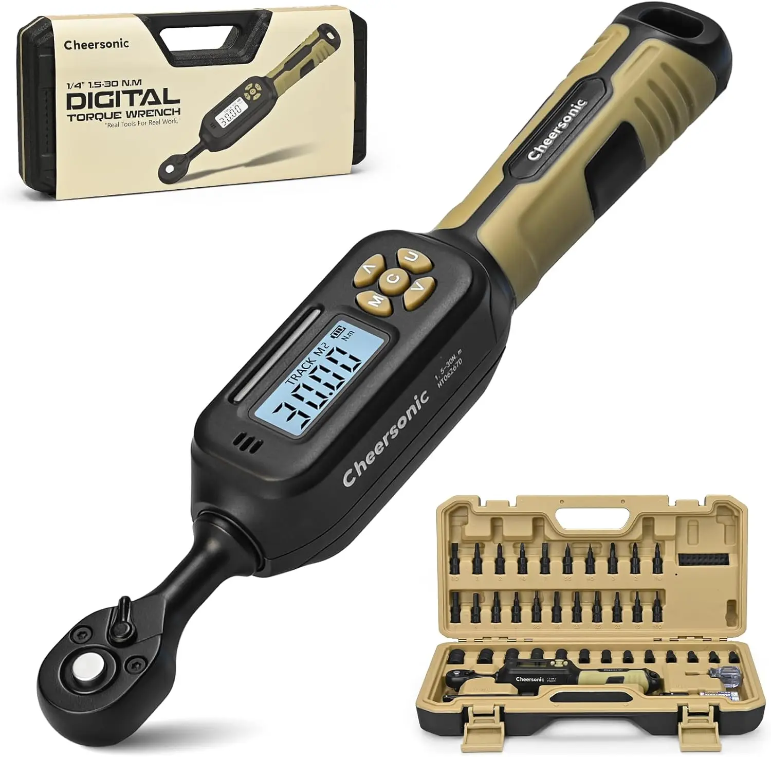 

Цифровой динамометрический ключ 1/4 привода, точность 1,5-30 Нм ± 1%, с зуммером и светодиодом, включает в себя биты и гнезды для ремонта велосипедов и мотоциклов.