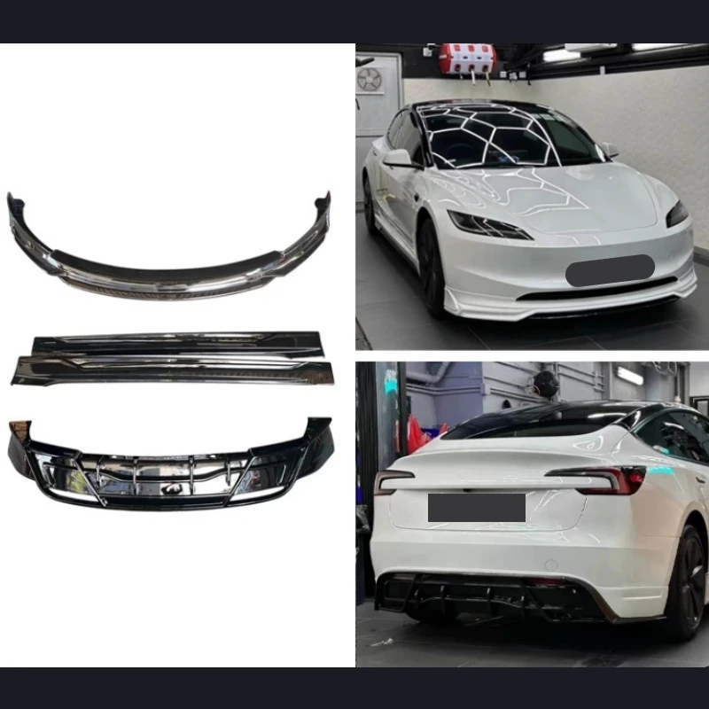 

For Tesla Model 3 2023 Modified Front Shovel Rear Lip Side Skirts New Style Gloss Black Car Body Kit