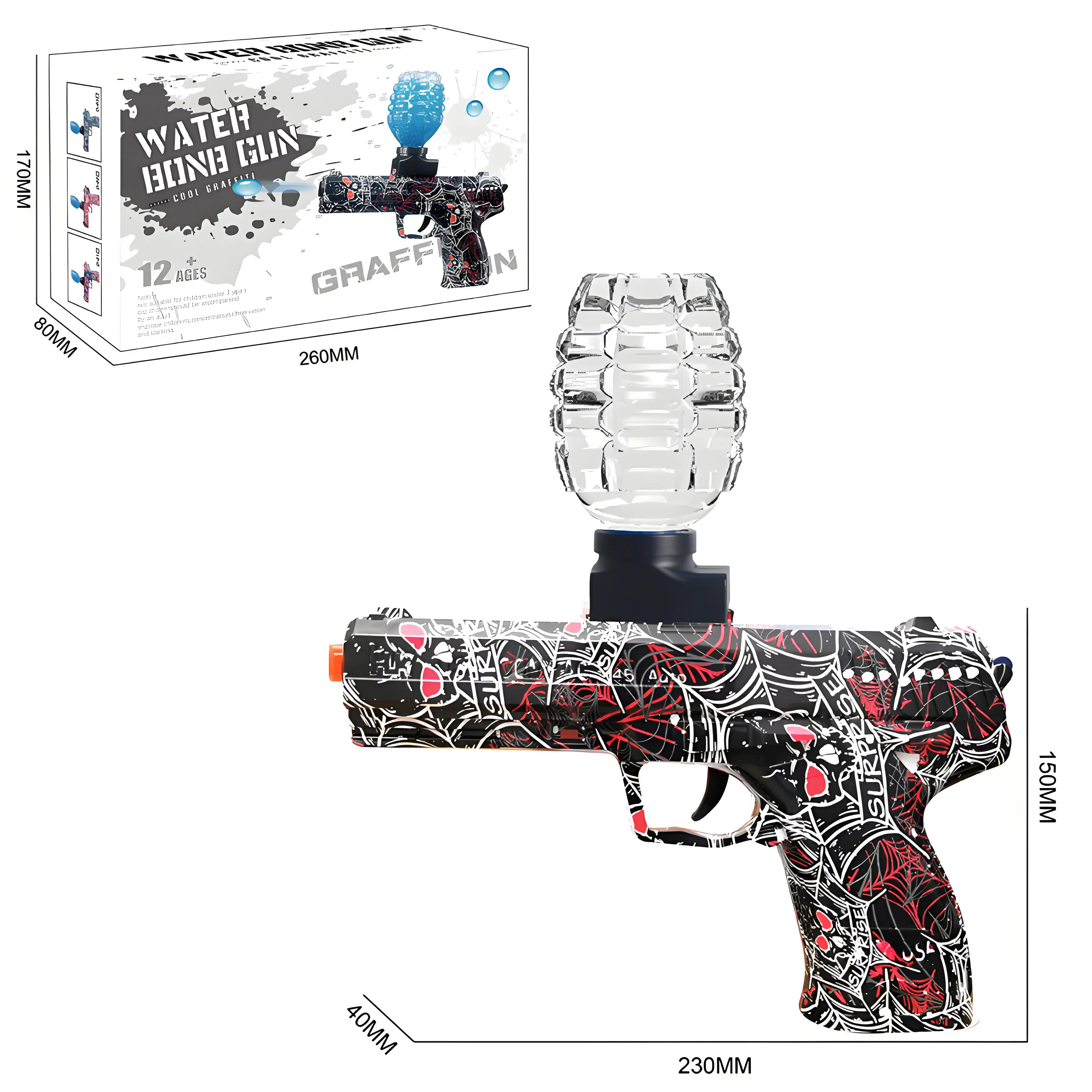 Gel Ball Blaster, Small Manual Gel Splatter Blaster Toy Outdoor Team Shooting Game Activities Christmas Birthday for Ages 12+